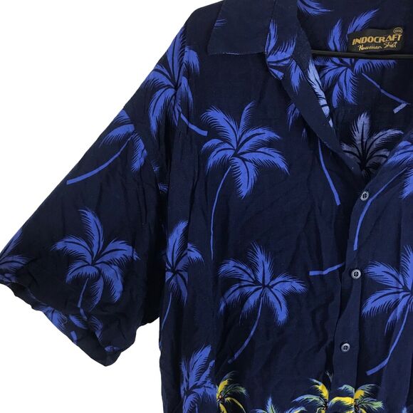 VTG Hawaiian Aloha Camp Shirt Black Woodies Surfboards Indocraft‎ Mens XXXL 3XL - Picture 4 of 6